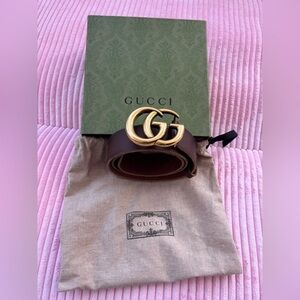 Gucci Brown Leather Belt Bag with Gold GG Buckle